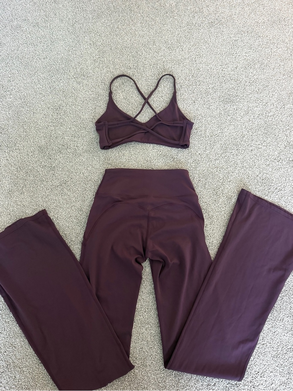 Women's Plum Crisscross Sports Bra & High-Waist Leggings Set
